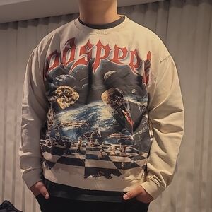 God SPEED Rarity Collection Checkmate Beige Graphic Crewneck Sweater